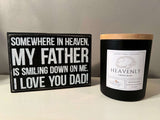 heavenly hugs sympathy gift box dad in heaven loss of father memorial candle in heaven grief gift basket handmade by remember me gifts jewelry online