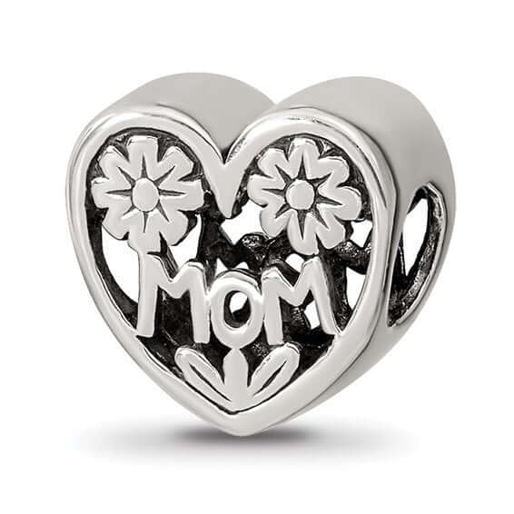 Mom Heart Bead Compatible Memorial Charm for Bracelet