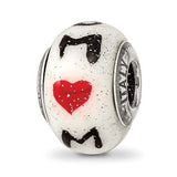 Mom with Hearts Italian Glass Bead Memorial Charms for Bracelet