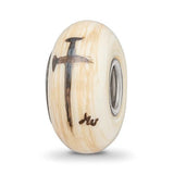 Hand Painted Religious Cream Glass Bead Compatible Charm