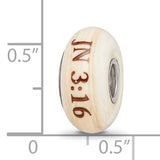Hand Painted Religious Cream Glass Bead Compatible Charm