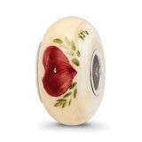 Hand Painted Cream Glass Compatible Bead Charms for Bracelet