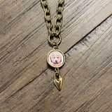 Pet Photo Necklace with Cartoon Pet Portrait Option Gold Bronze