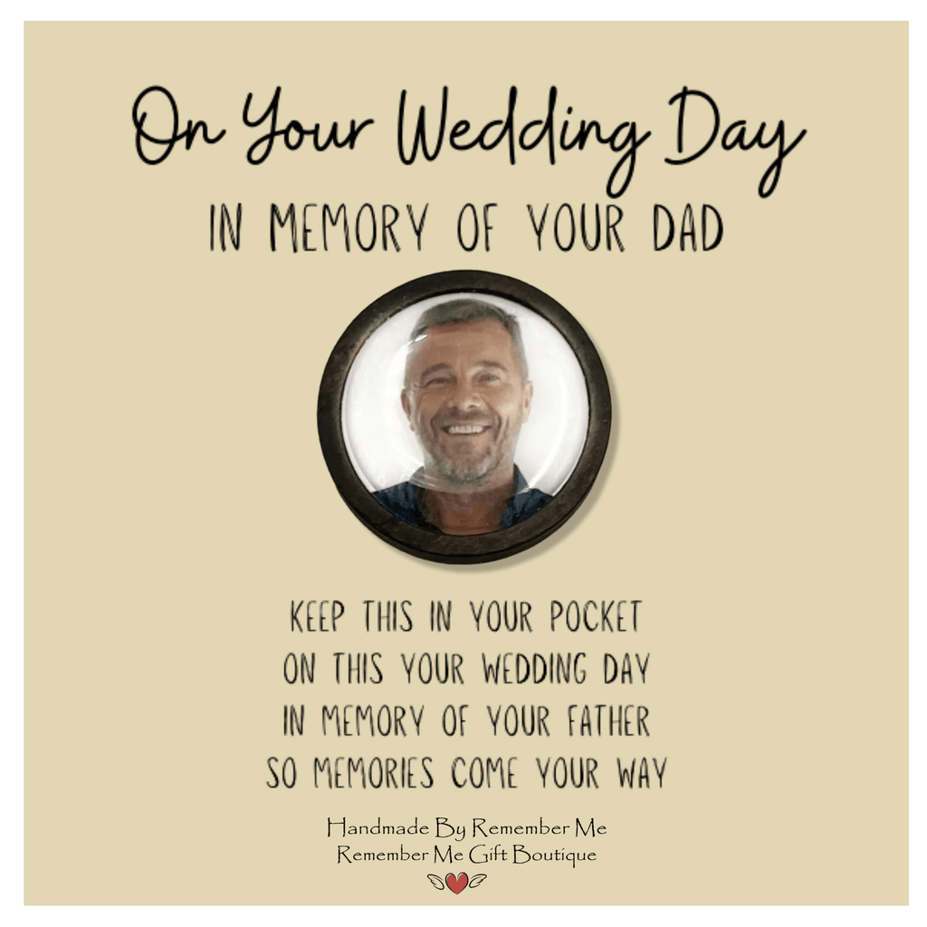 pocket token for groom in memory of loved one picture coin photo charm wedding day from bride for groom in memory of mother father mom dad