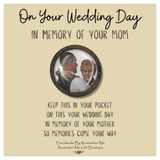 pocket token for groom in memory of loved one picture coin photo charm wedding day from bride for groom in memory of mother father mom dad