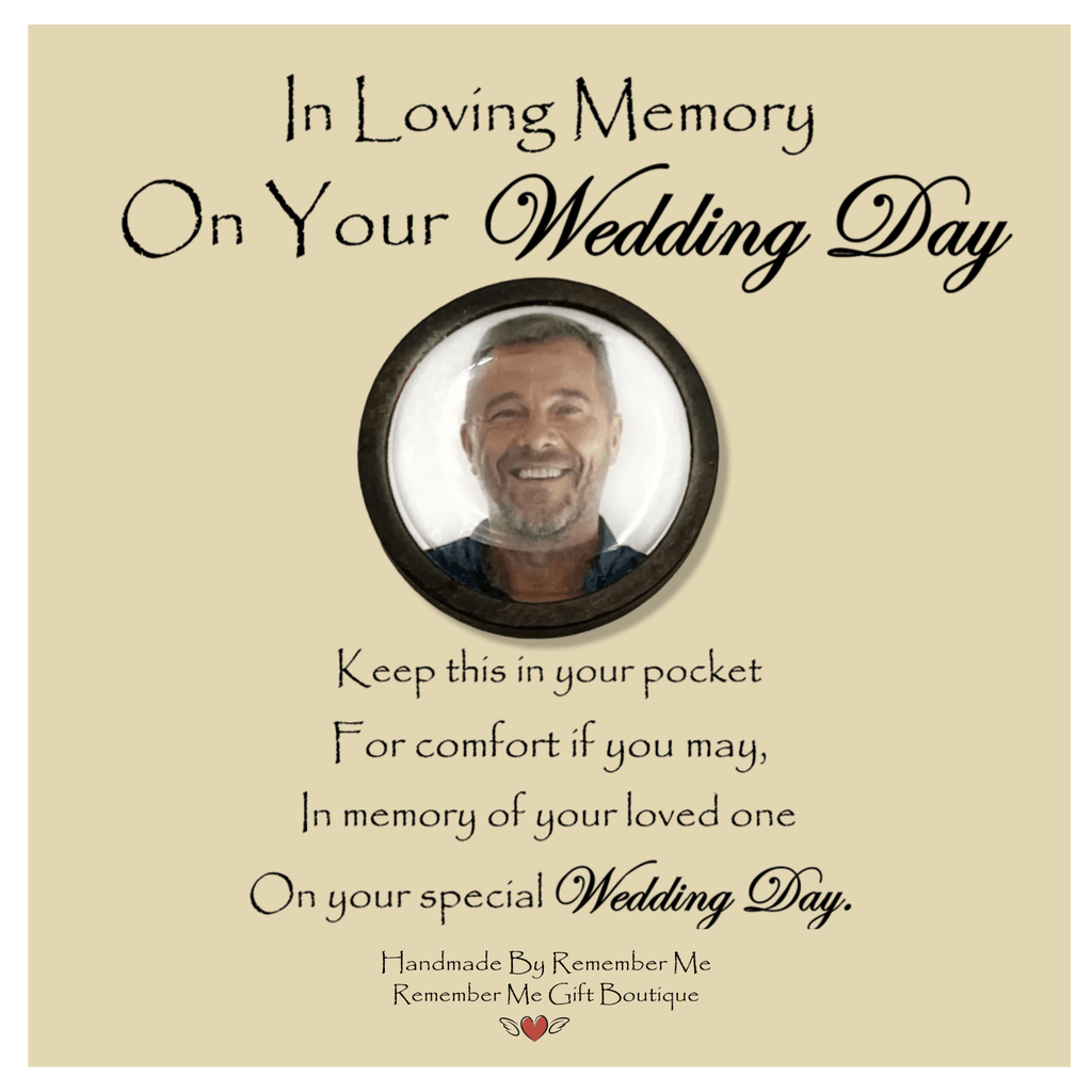 pocket token for groom in memory of loved one picture coin photo charm wedding day from bride for groom in memory of mother father mom dad