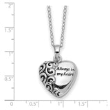 925 Sterling Silver Cremation Necklace - Always in My Heart urn pendant for ashes from Remember Me Gift Boutique, Remember Me Jewelry and Remember Me Gifts
