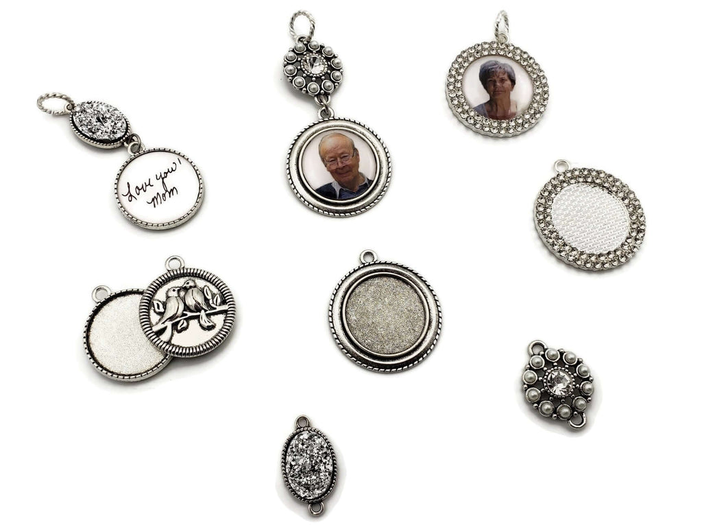 Personalized Wedding Photo charms bridal Bouquet memory Charm silver bronze  Photo Pendants Memorial Jewelry gift for