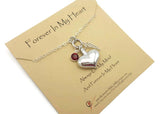Ashes Pendant Necklace - Sterling Silver Angel Wing and Birthstone - Remember Me