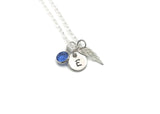 Angel Wing Birthstone Necklace - Personalized Memorial Jewelry - Remember Me