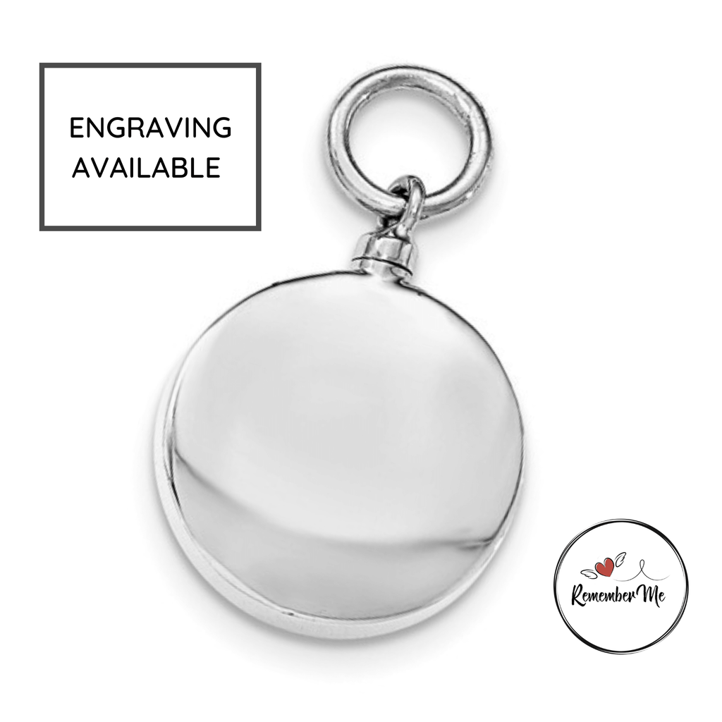 Sterling Silver Round Cremation Pendant for Ashes