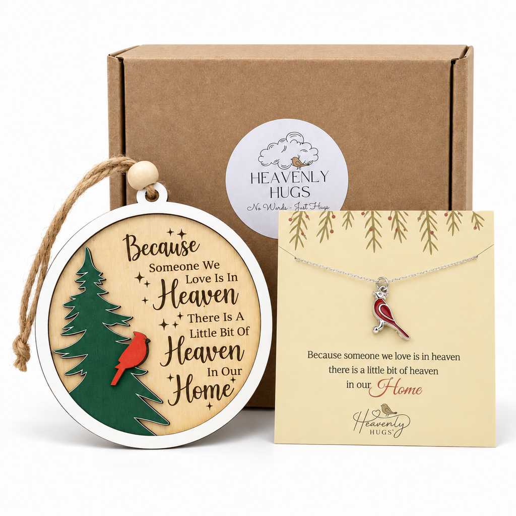 Sterling Silver Cardinal Memorial Necklace and Christmas Memorial Ornament