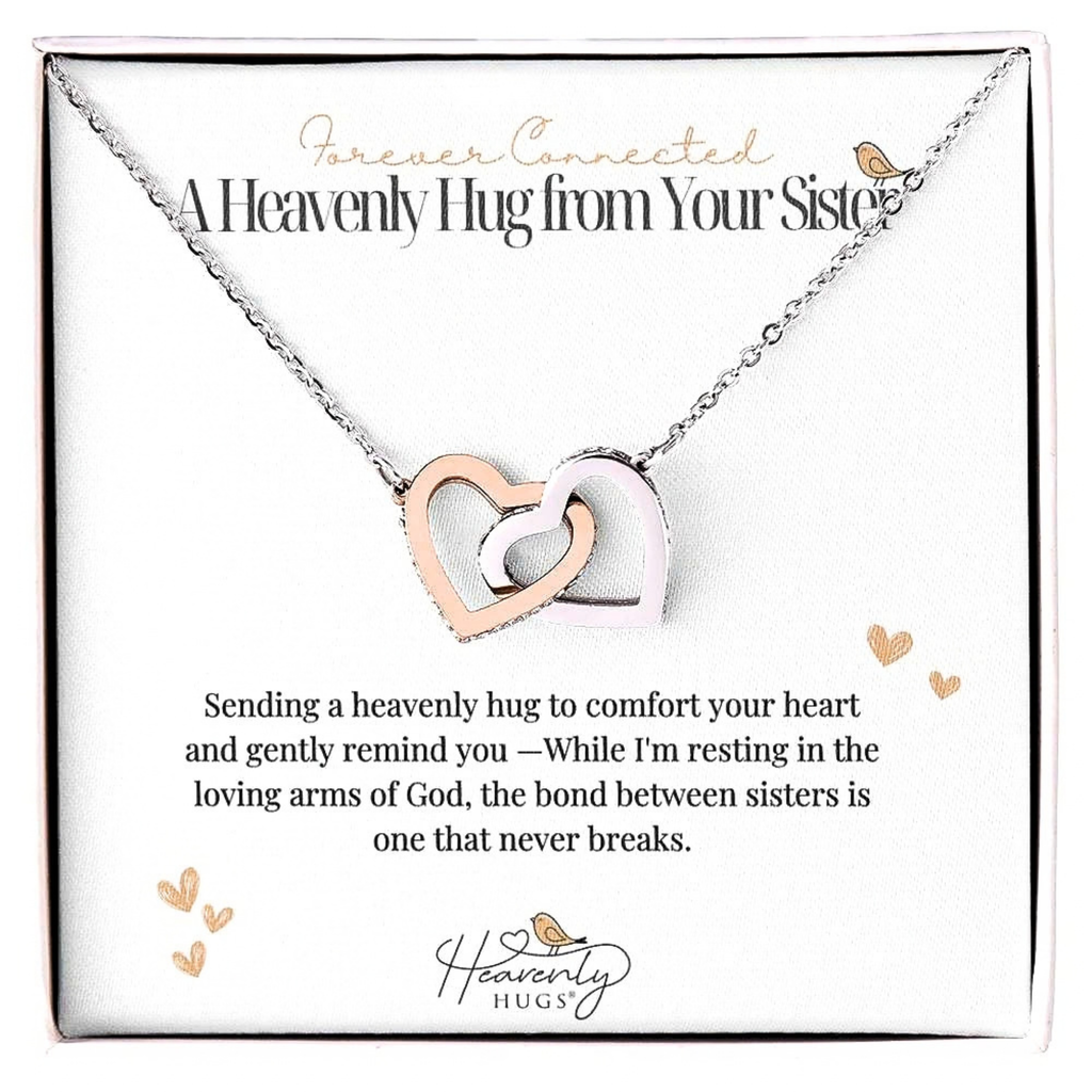 Loss of Sister Memorial Necklace with Interlocking Hearts