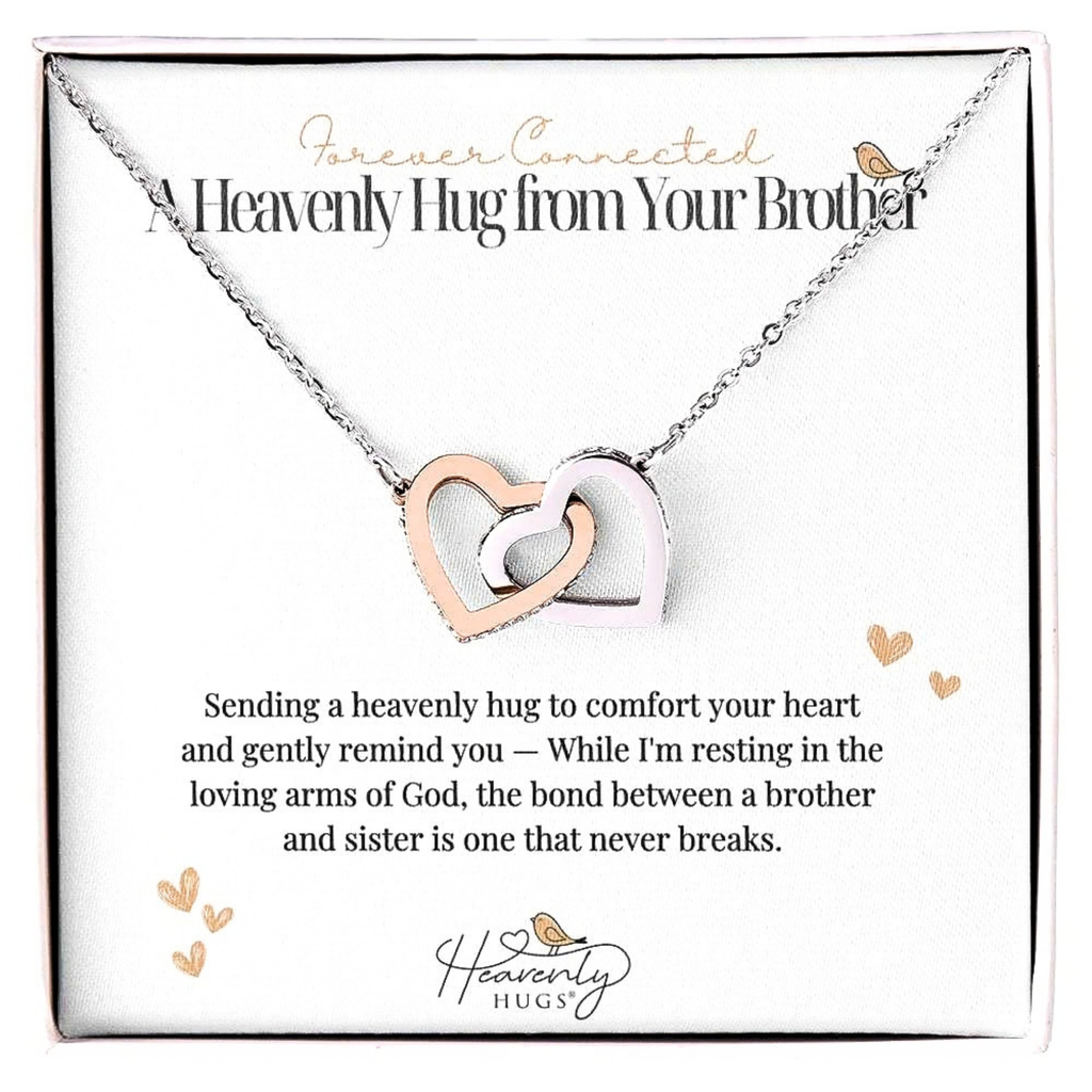Loss of Brother Memorial Necklace with Interlocking Hearts
