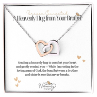 Loss of Brother Memorial Necklace with Interlocking Hearts