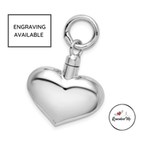 Sterling Silver Polished Heart Ash Holder Pendant