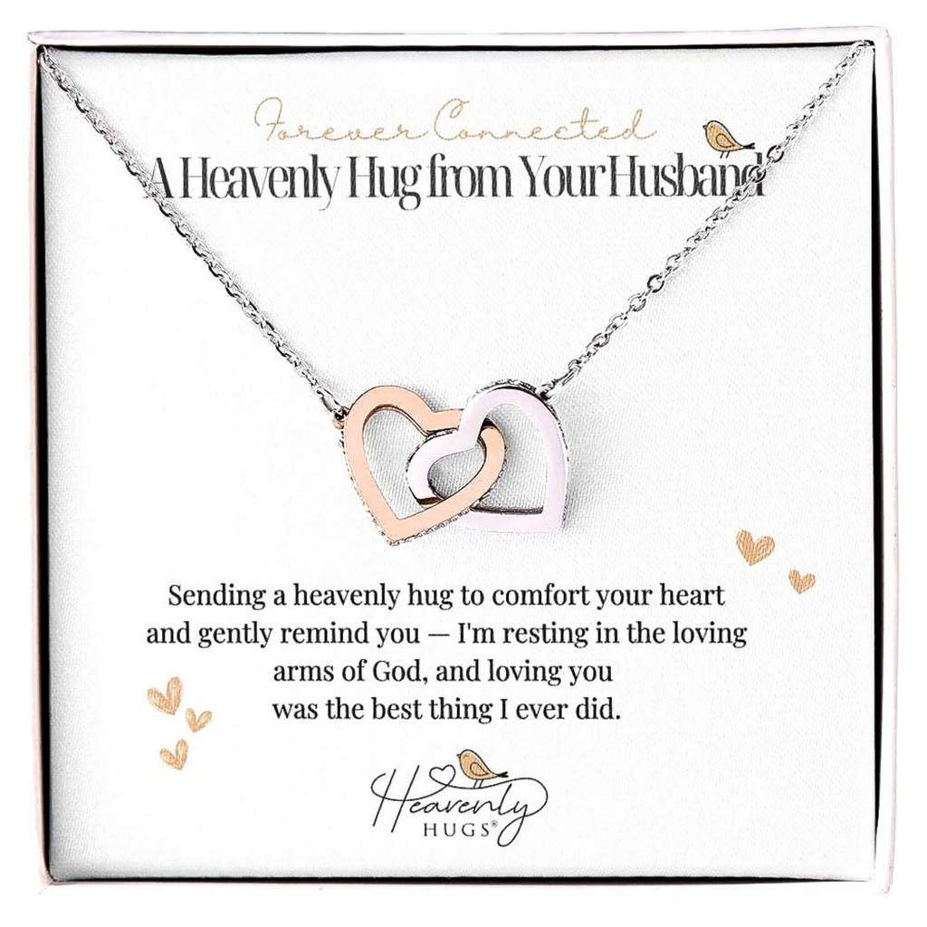 Loss of Husband Memorial Necklace with Interlocking Hearts