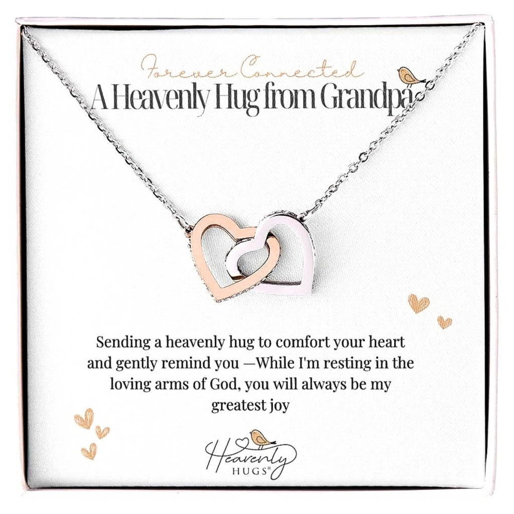 Loss of Grandpa Memorial Necklace with Interlocking Hearts