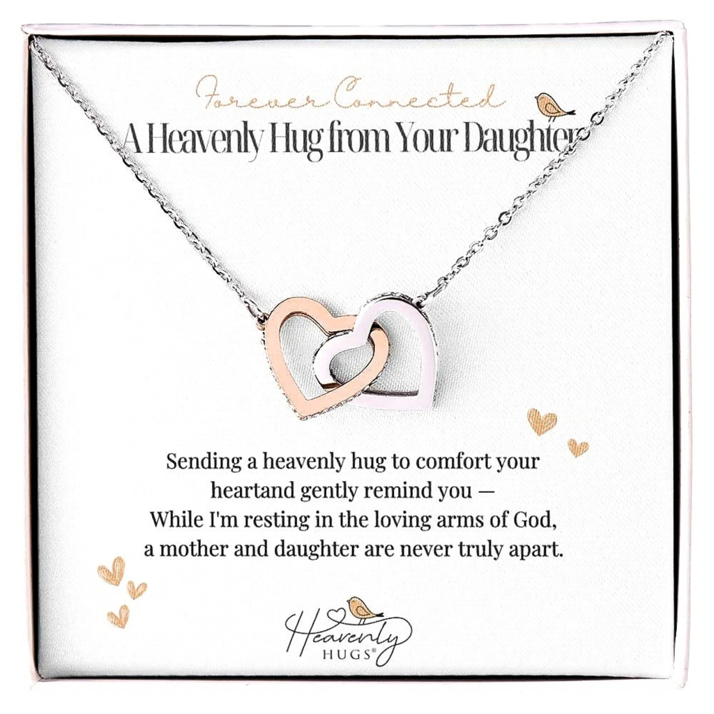 Loss of Daughter Memorial Necklace with Interlocking Hearts