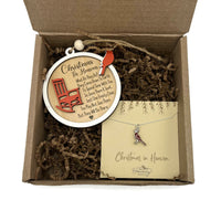 Sterling Silver Cardinal Memorial Necklace and Christmas in Heaven Ornament