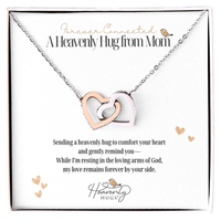 Loss of Mom Sterling Silver and Rose Gold Memorial Necklace with Interlocking Hearts