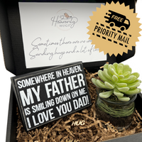 Heavenly Hugs Sympathy Box - Dad in Heaven with Succulent