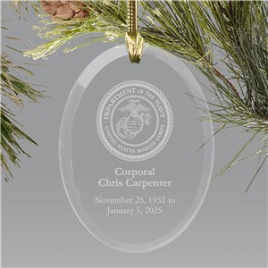 us marines memorial engraved glass ornament military remembrance gift remember me gifts gift boutique online