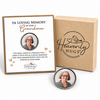 Photo Memorial Pocket Token Grandma - Sympathy Gift for Man