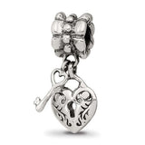 Compatible Charm Reflections Heart and Key Dangle Bead