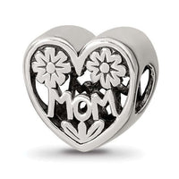 Mom Heart Bead Compatible Memorial Charm for Bracelet