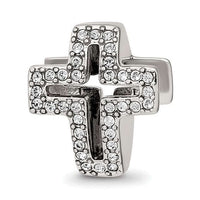 Crystals Pavé Open Cross Bead Compatible Memorial Charms for Bracelet