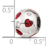 Red Enameled Crystal Hearts Bead Compatible Charm