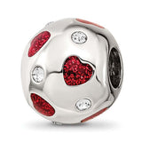 Red Enameled Crystal Hearts Bead Compatible Charm