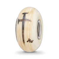 Hand Painted Religious Cream Glass Bead Compatible Charm