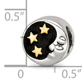 Rhodium Gold-plated Enamel Moon/Stars Compatible Charm