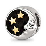 Rhodium Gold-plated Enamel Moon/Stars Compatible Charm