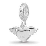 CZ Heart with Wings Dangle Bead Compatible Charm