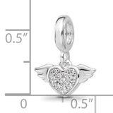 CZ Heart with Wings Dangle Bead Compatible Charm