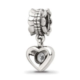 Sterling Silver Reflections CZ Heart Dangle Bead Compatible Charm