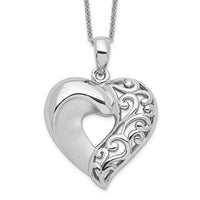 18in Rhodium-plated Close To My Heart Sterling Silver Memorial Necklace