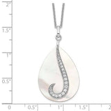 Mother of Pearl CZ Tear From Heaven In Loving Memory Necklace