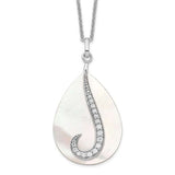 Mother of Pearl CZ Tear From Heaven In Loving Memory Necklace