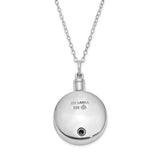 925 Sterling Silver Rhodium-plated Antiqued Paw Pet Cremation Necklace