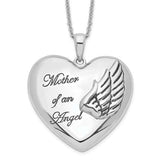 Rhodium-plated and Antiqued Mother of an Angel In Loving Memory Necklace