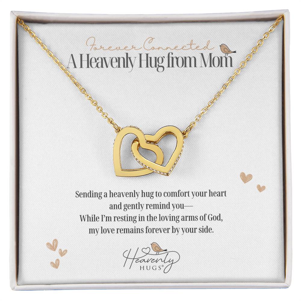 Loss of Mom Memorial Necklace with Interlocking Hearts Gold