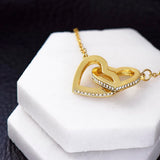 Loss of Mom Memorial Necklace with Interlocking Hearts Gold
