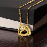 Loss of Mom Memorial Necklace with Interlocking Hearts Gold