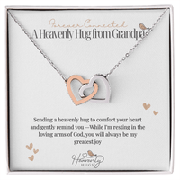 Forever Connected two heart CZ necklace in loving memory of grandpa rose gold finish