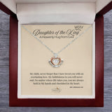daughter of the king crown necklace sterling silver in luxury gift box with message card from heavenly hugs and remember me gifts front