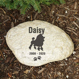 pet memorial garden stone in remembrance of Poodle dog personalized name and dates